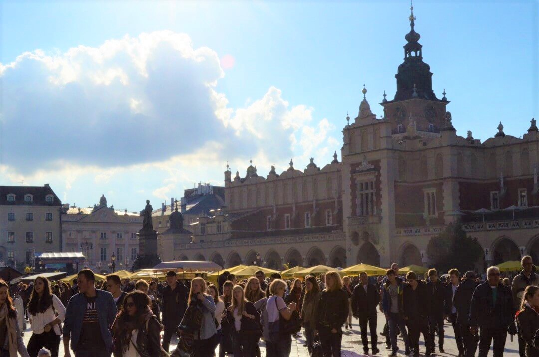 The square at old town in Krakow, Poland