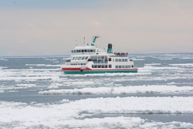 Sightseeing cruise on the sea with drift ice