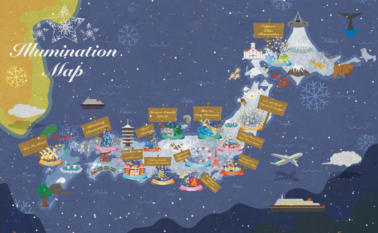 Japan Winter Illumination Map