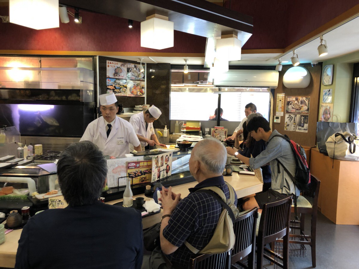 The counter table at Sushi Zanmai Tsukiji store