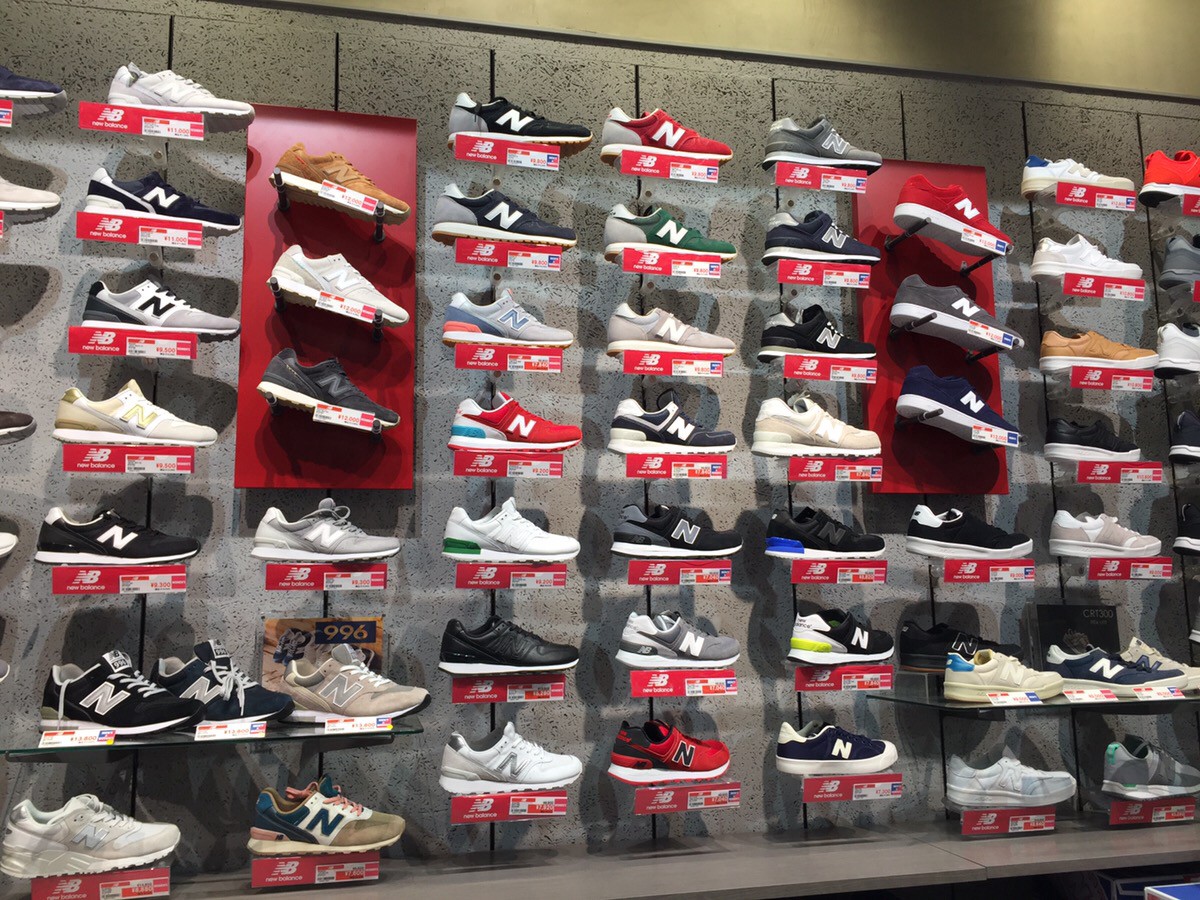 New Balance sneakers displayed at ABC-MART Shinjuku Main Blanch