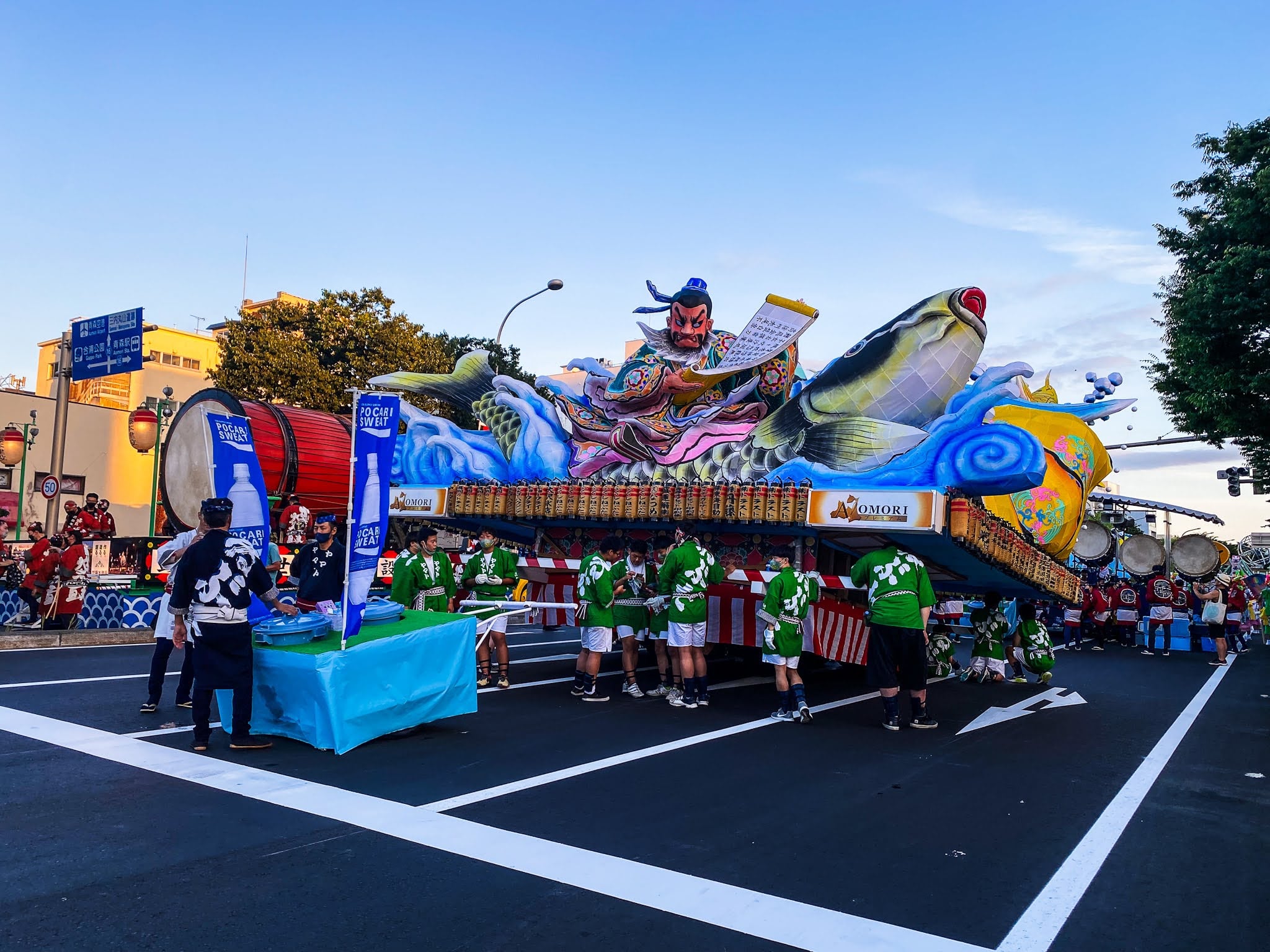 Nebuta floats ready for the parade