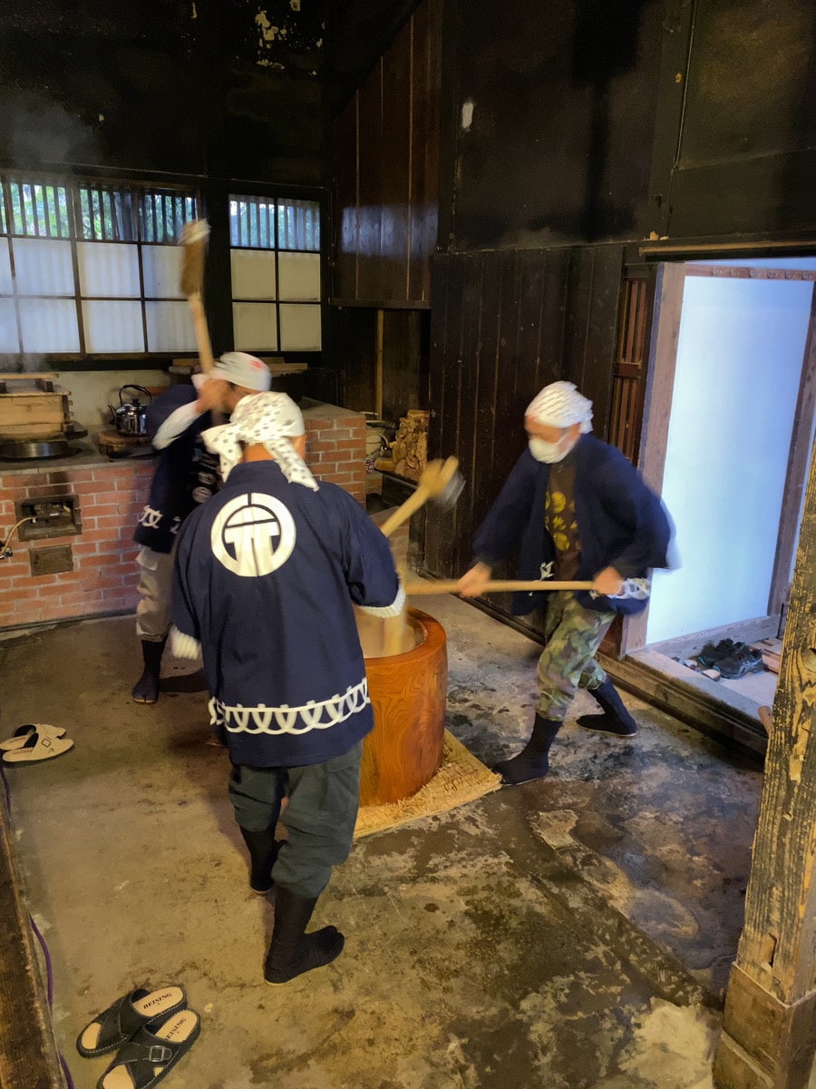 Mochi pounding demonstration