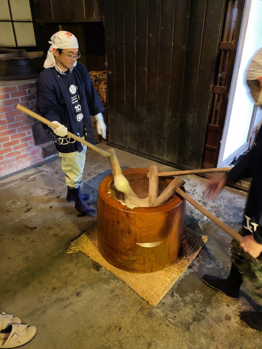 Mochi pounding demonstration